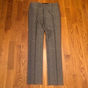 Charles Tyrwhitt Grey Wool Cotton Linen Slim Fit Trouser Pants 36 Unhemmed